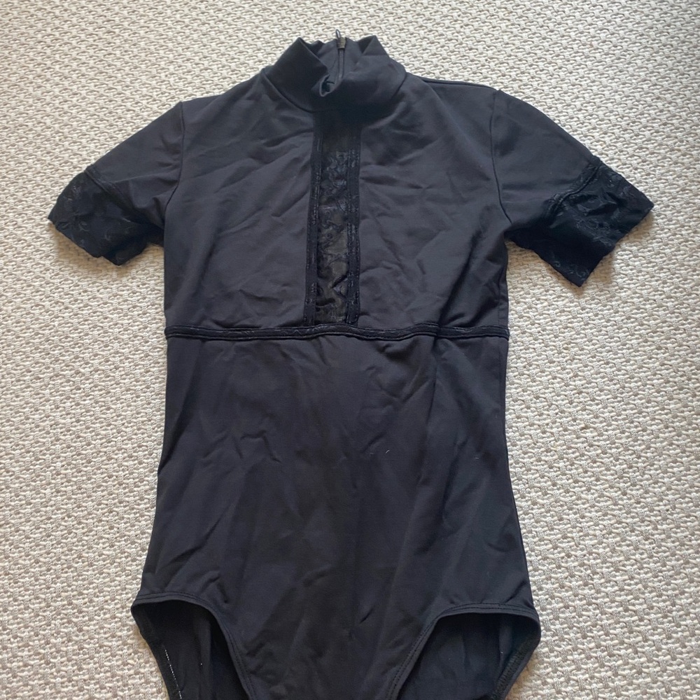 Black Lace Turtle Neck Leotard from Ainsle Wear